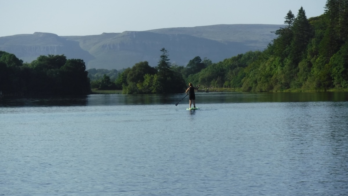 Paddlers on a calm lake