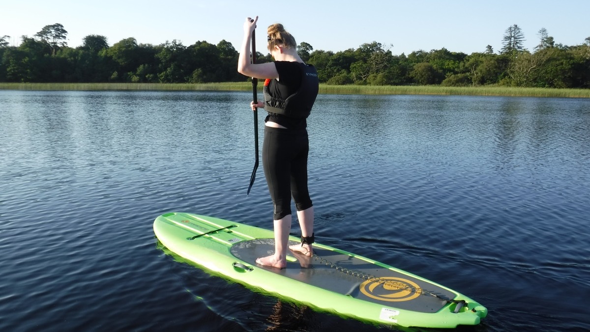 Paddleboarding beneath the mountains