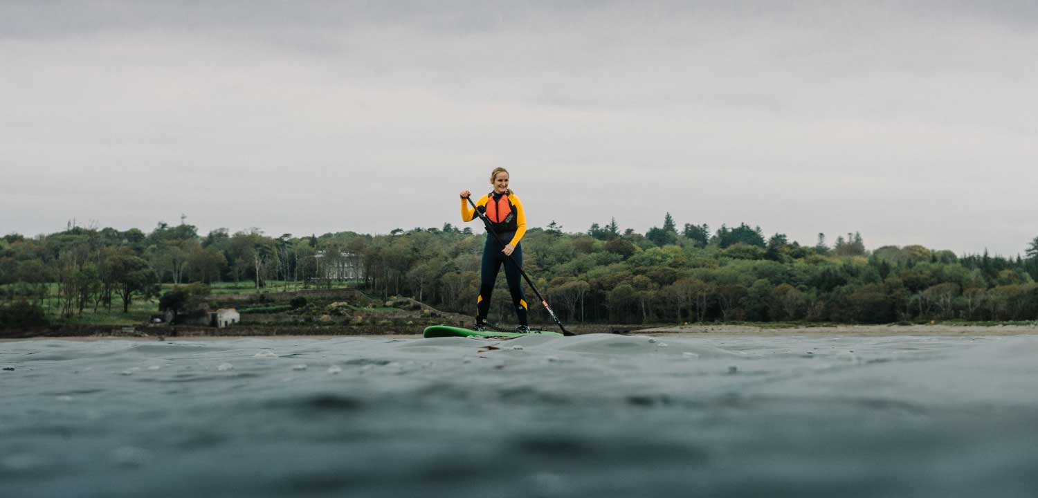 A paddler on calm water